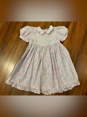 Mousefeathers Vintage light blu/pink short sleeve collared floral dress